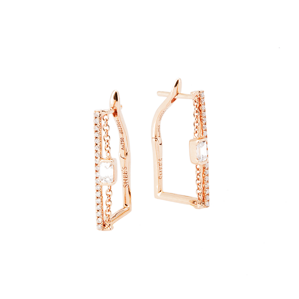 Polygon and Chains Earrings