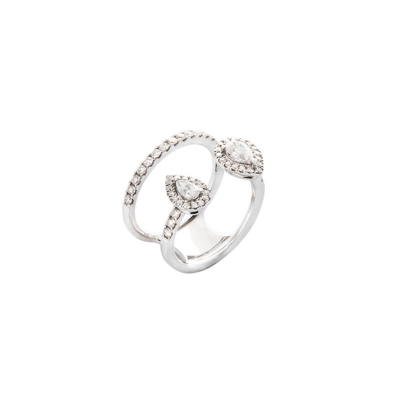 Pear-Shaped Double Band Ring