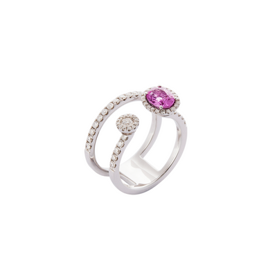 Pink Sapphire Double Band Ring