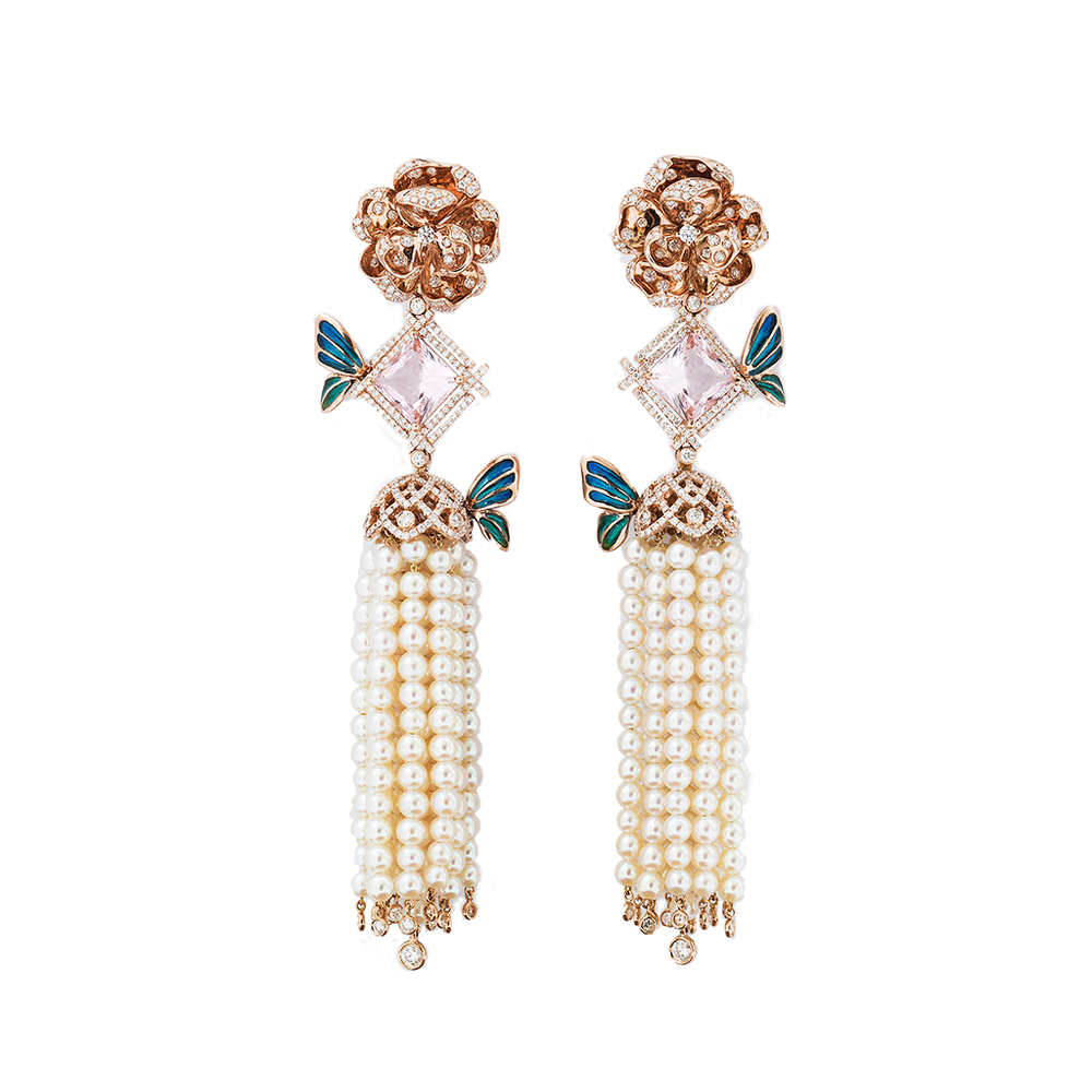 Blossom Diamond Tassel Earrings