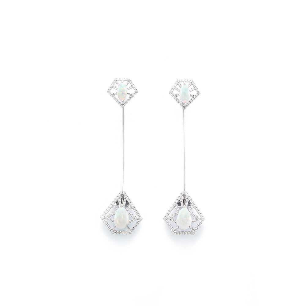 Opal Dangle Earrings / Brooch